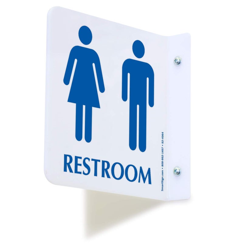 SmartSign Unisex Restroom Corridor Sign | 6" x 6" Acrylic 2 sided Bathroom Projecting Hallway Signs - Image 1